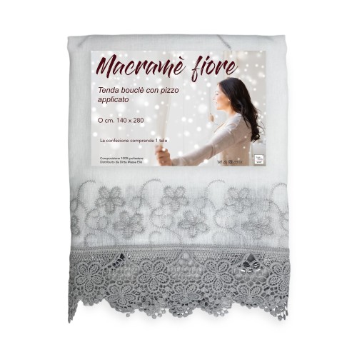 GREY MACRAMÉ FLOWER LACE marquee curtain CM.140X280