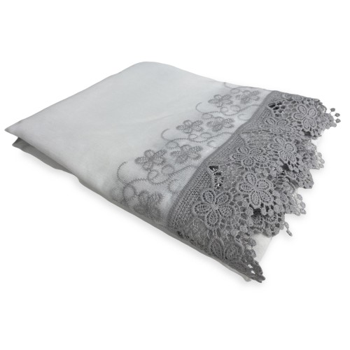 GREY MACRAMÉ FLOWER LACE marquee curtain CM.140X280