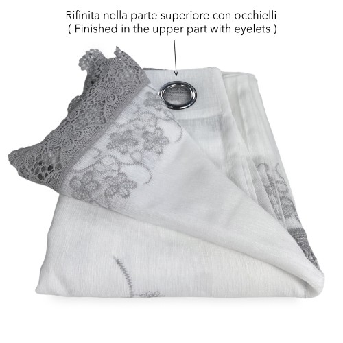 GREY MACRAMÉ FLOWER LACE marquee curtain CM.140X280