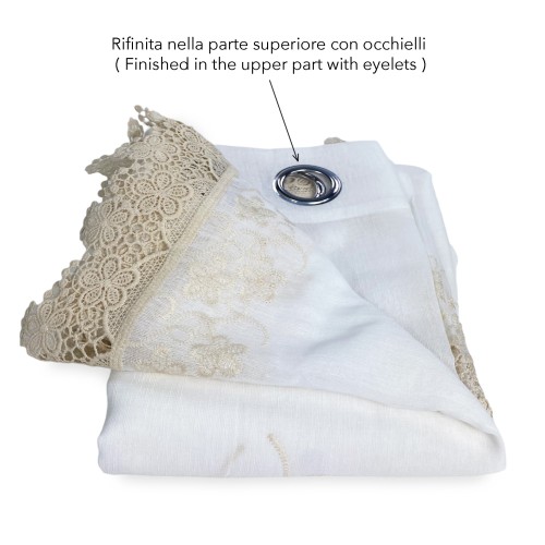 TENTE DENTELLE MACRAMÈ FLEUR beige CM.140X280 emballé