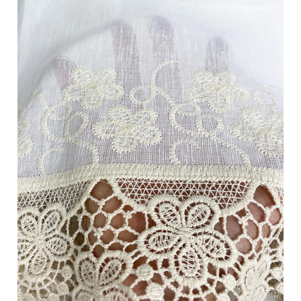 MARQUEE CURTAIN MACRAMÉ FLOWER LACE beige CM.140X280