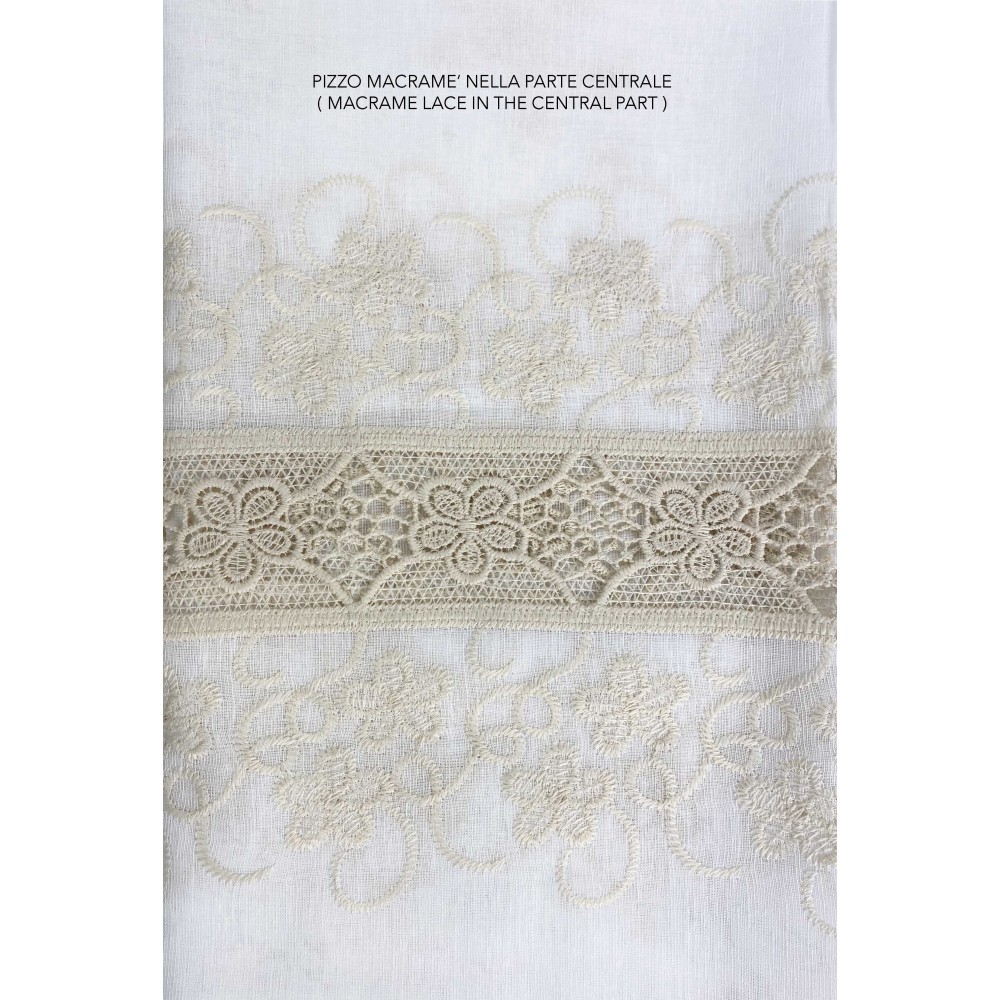 TENDA tendone PIZZO MACRAMÈ FIORE beige CM.140X280 confezionata
