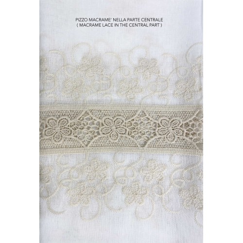 TENDA tendone PIZZO MACRAMÈ FIORE beige CM.140X280 confezionata