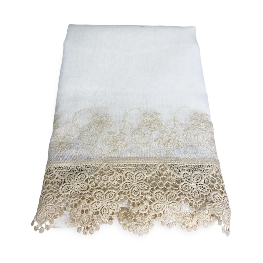 MARQUEE CURTAIN MACRAMÉ FLOWER LACE beige CM.140X280