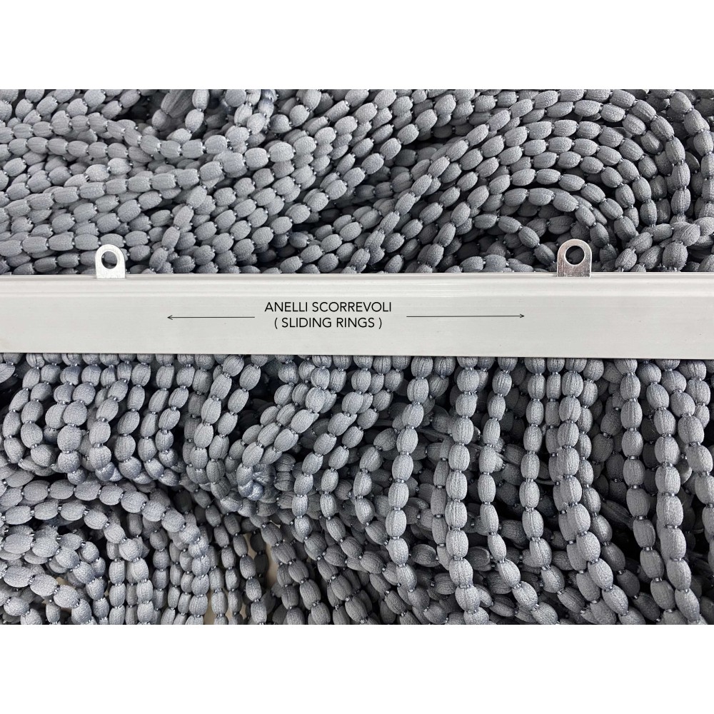 SOFT MARIEL © CURTAIN WITH BEADS in Soft Fabric Anti Noise Retardant Threads GREY