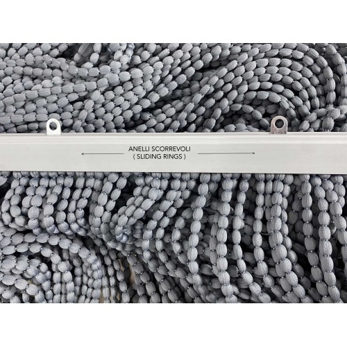 WEICHER MARIEL-VORHANG © MIT PERLEN aus weichem Stoff mit schallhemmenden Fäden GRAU