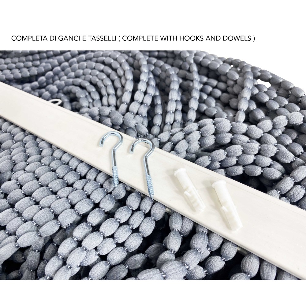 SOFT MARIEL © CURTAIN WITH BEADS in Soft Fabric Anti Noise Retardant Threads GREY