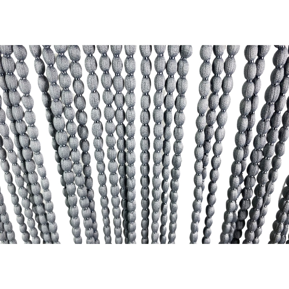 WEICHER MARIEL-VORHANG © MIT PERLEN aus weichem Stoff mit schallhemmenden Fäden GRAU