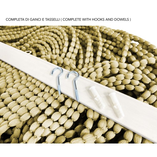 CORTINA MARIEL © SUAVE CON ABALORIOS en Tela Suave Anti Ruido Insectos con Hilos BEIGE