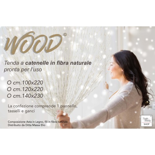 CORTINA DE MADERA © con cadenas entrelazadas en Fibra Natural Anti insectos ruido BEIGE
