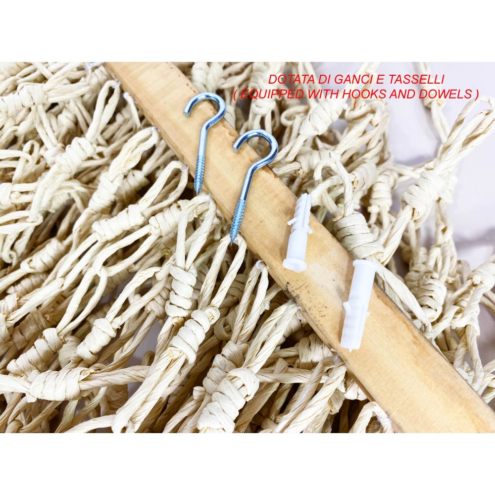 TENTE EN BOIS © avec chaînes tissées en fibre naturelle Anti-insectes anti-bruit BEIGE