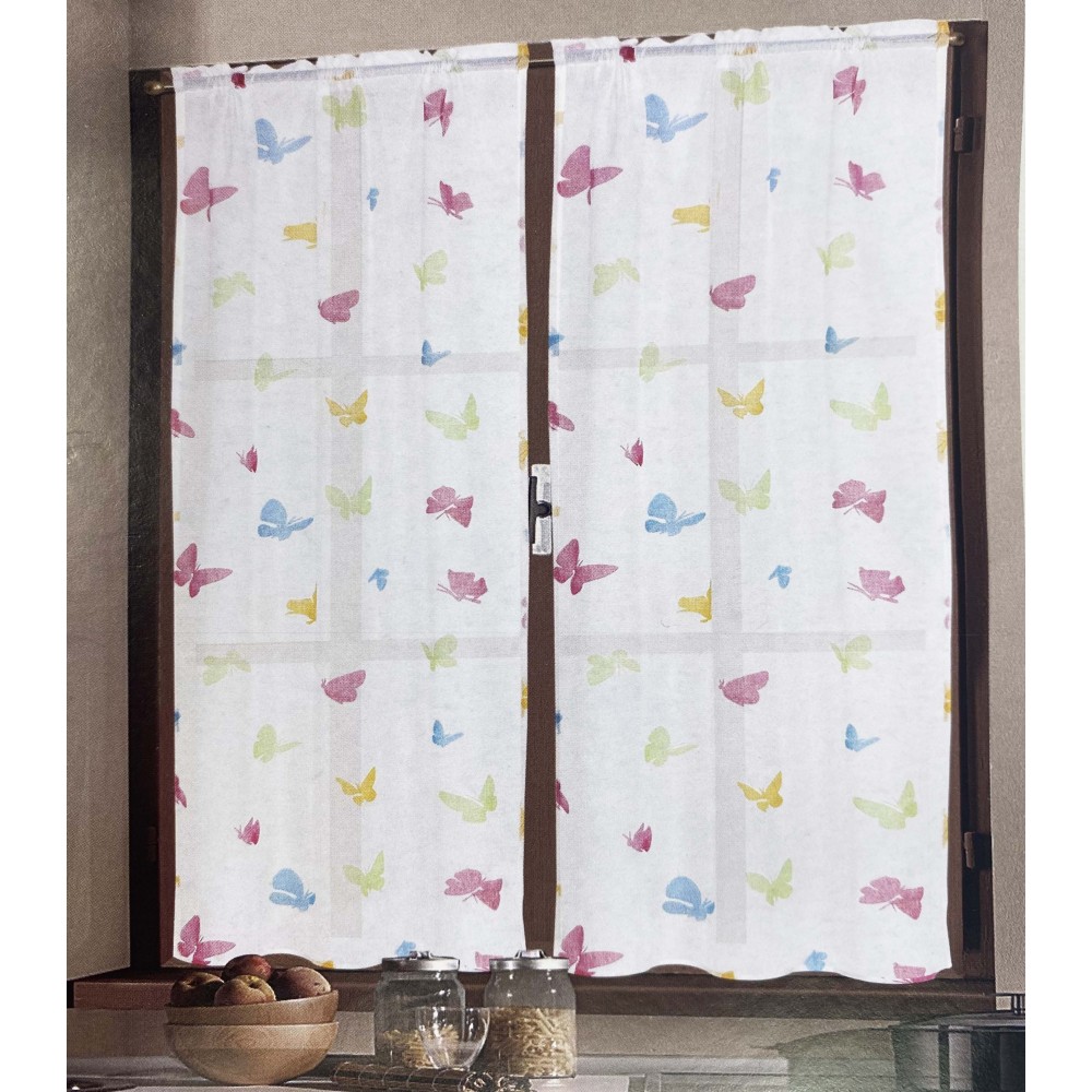 Par de vidrio CORTINA MARIPOSAS Beige ancho cm. 60 de la ventana y la puerta