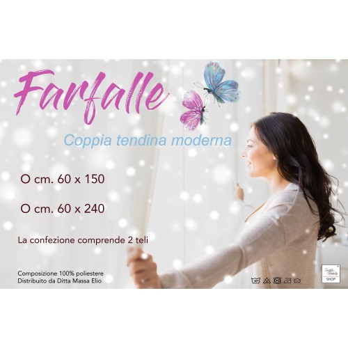 Paire DE RIDEAU DE VERRE FARFALLE Beige large cm. 60 de Window and Door