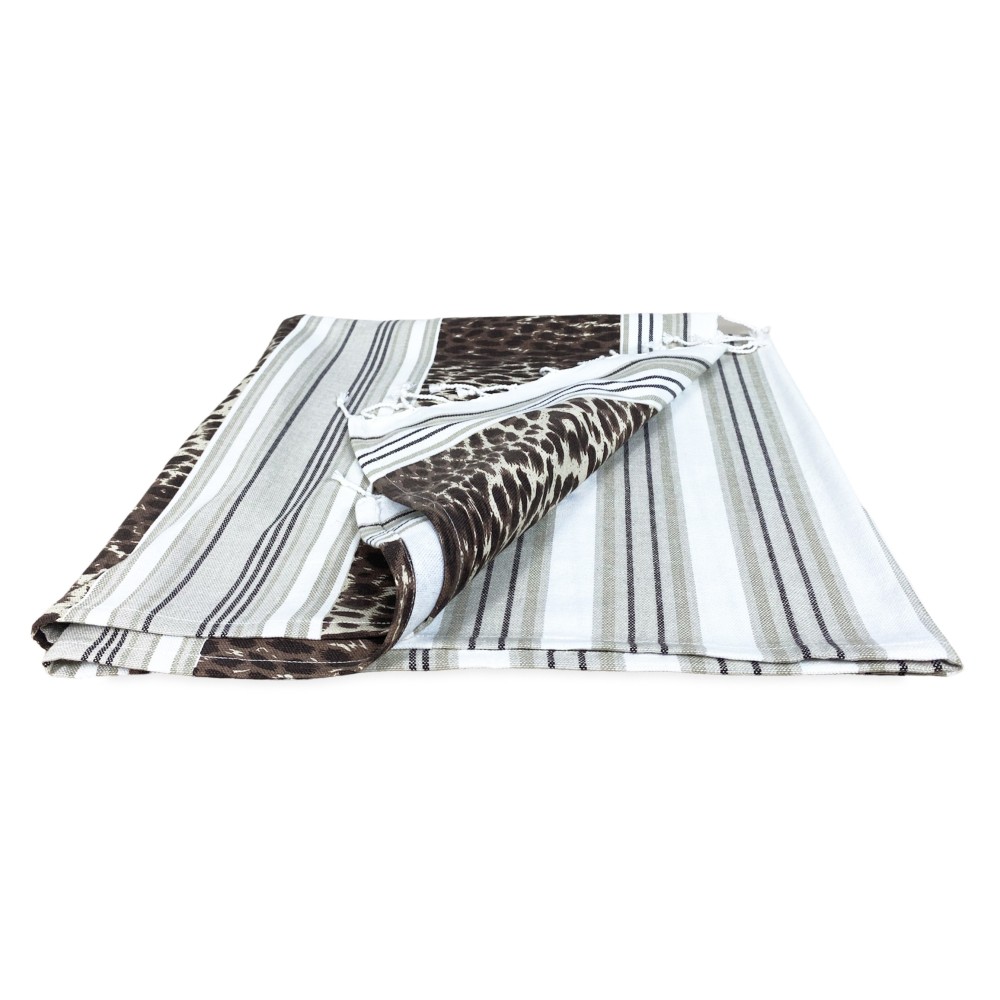 SERVIETTE DE PLAGE FOUTA LEOPARD SIZE LARGE avec sac à dos Beach KEEP CALM CM.100X200