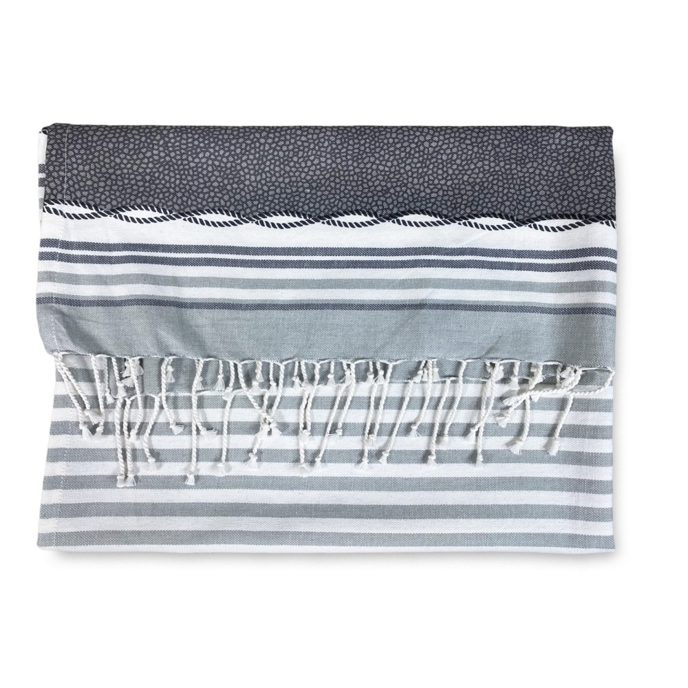 SERVIETTE DE PLAGE FOUTA BOY TAILLE GRISE GRANDE avec sac à dos Plage KEEP CALM CM.100X200