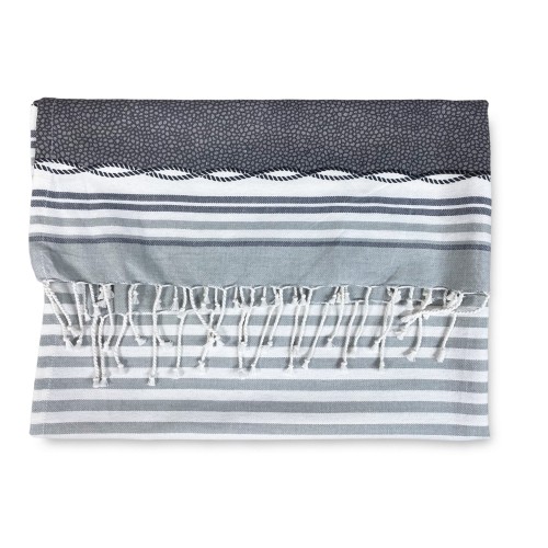 TOALLA DE PLAYA fouta BOY GRIS talla GRANDE con Mochila de playa KEEP CALM CM.100X200