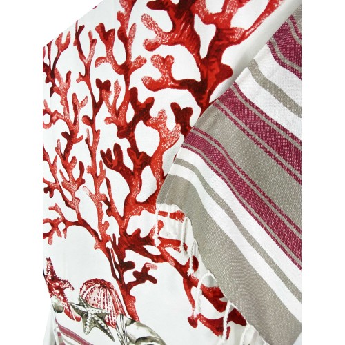 TELO MARE fouta CORALLO ROSSO misura GRANDE con zaino Spiaggia KEEP CALM CM.100X200