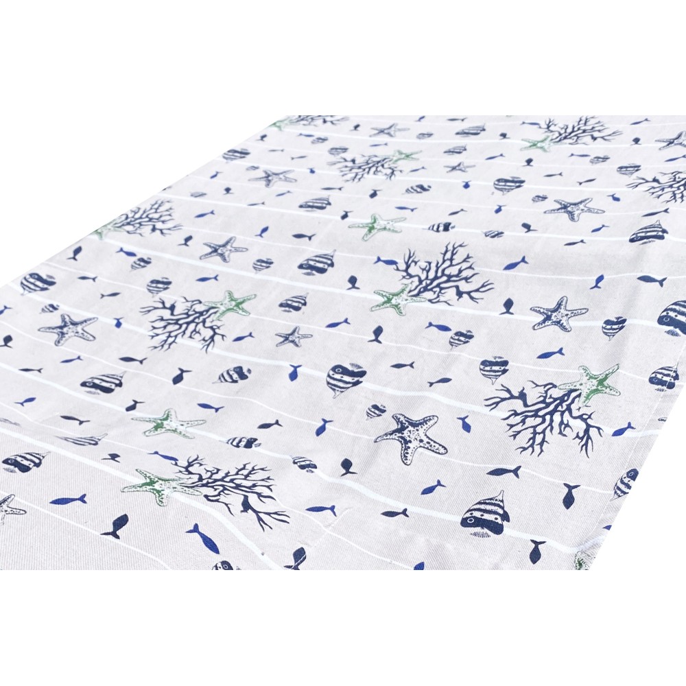 TELO MARE fouta LETTINO PESCI BEIGE in cotone BEDDY BEACH © CON TASCHE MISURA CM. 75 X 195 e zaino SPIAGGIA