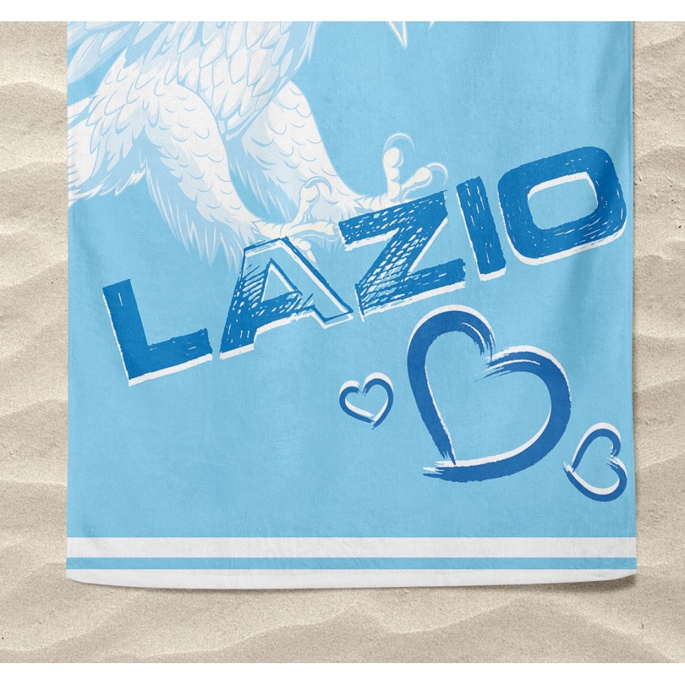 TELO MARE in spugna I Love LAZIO misura grande cm. 90 X 170