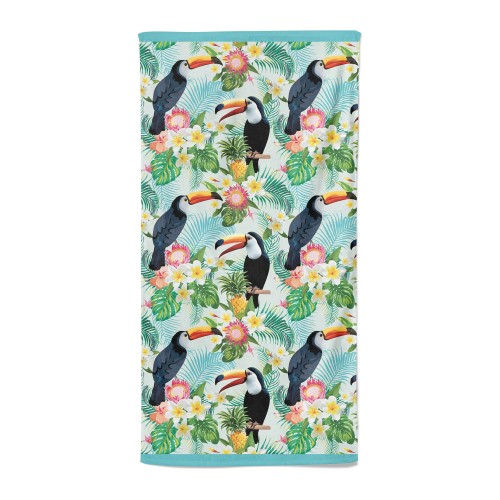 TOALLA DE PLAYA en esponja TUCANI tamaño grande cm. 90 x 170