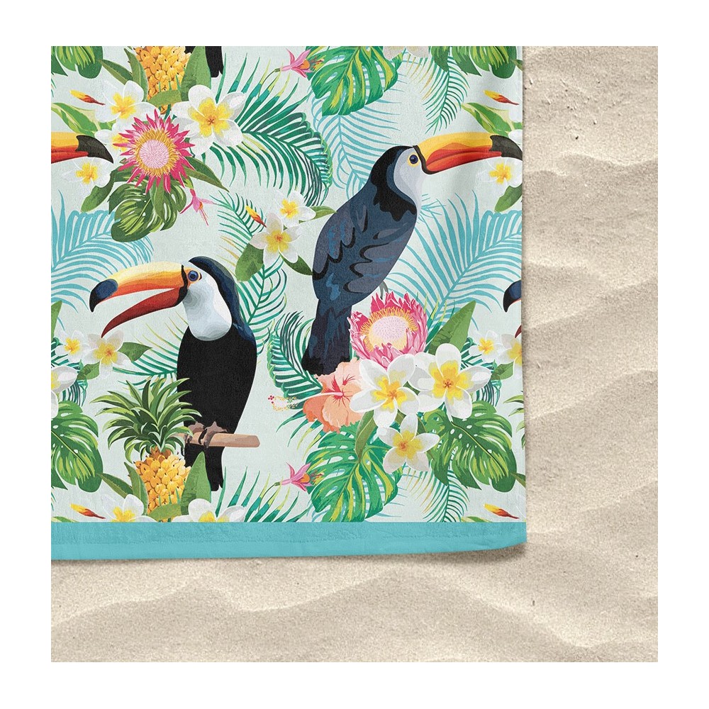 BEACH TOWEL in sponge TUCANI large size cm. 90 X 170