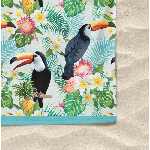 TOALLA DE PLAYA en esponja TUCANI tamaño grande cm. 90 x 170