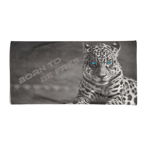 BEACH TOWEL in Leopard terry BORN to BE FREE large size cm. 90 X 170