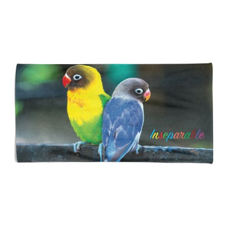 serviette de plage imprimée avec des oiseaux inséparables