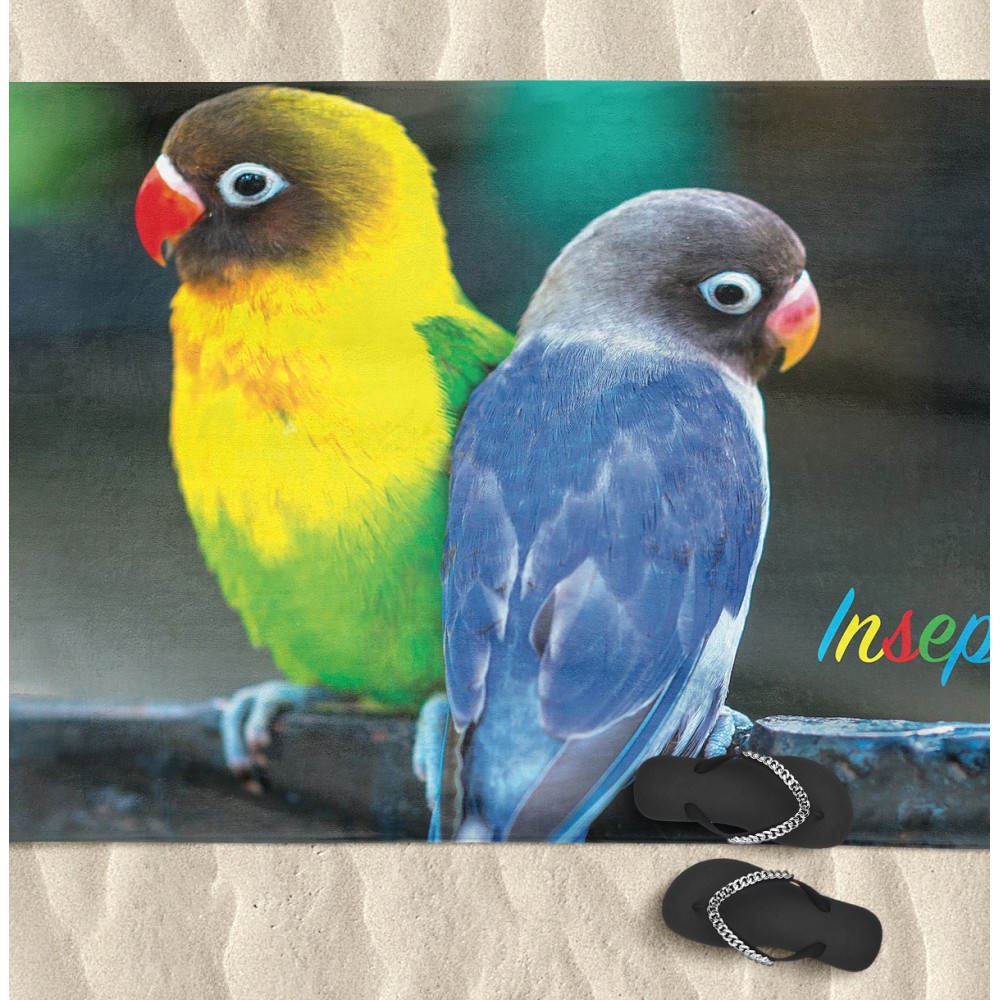 BEACH TOWEL in LOVEBIRDS size large cm. 90 X 170