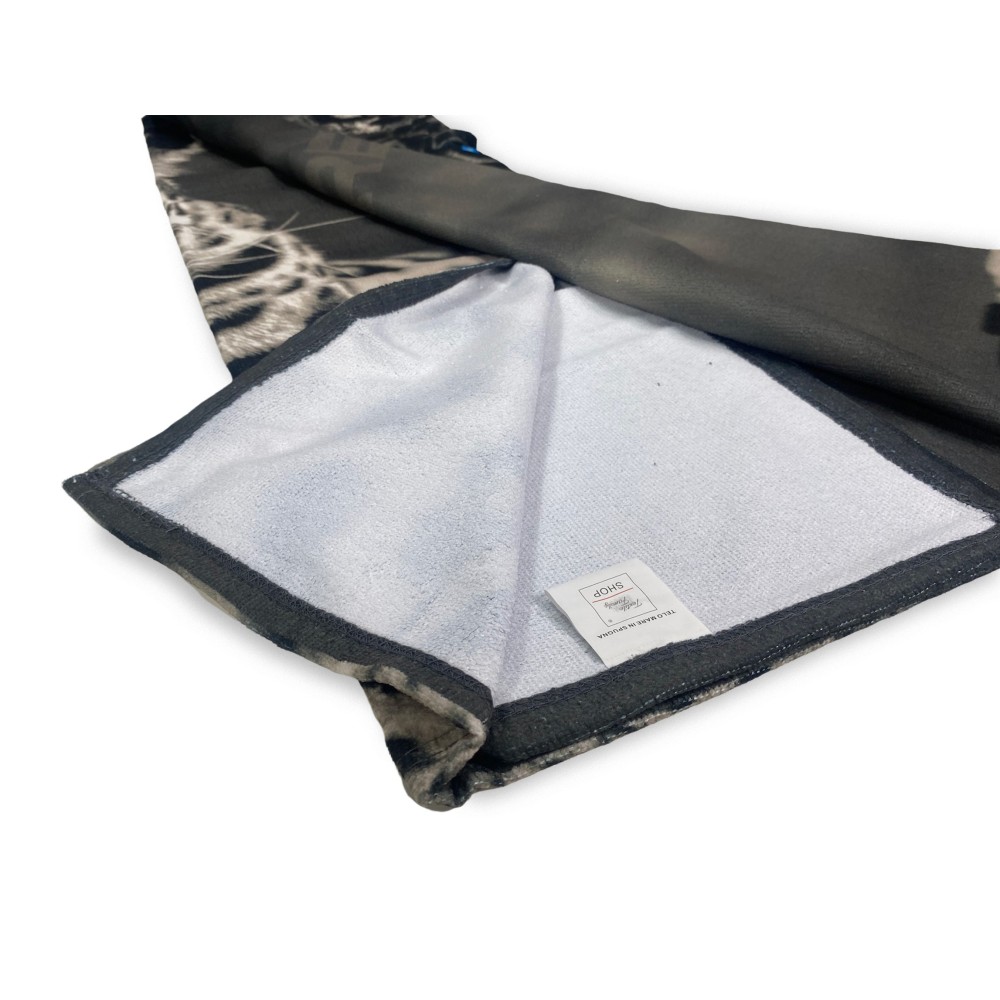 BEACH TOWEL in Leopard terry BORN to BE FREE large size cm. 90 X 170