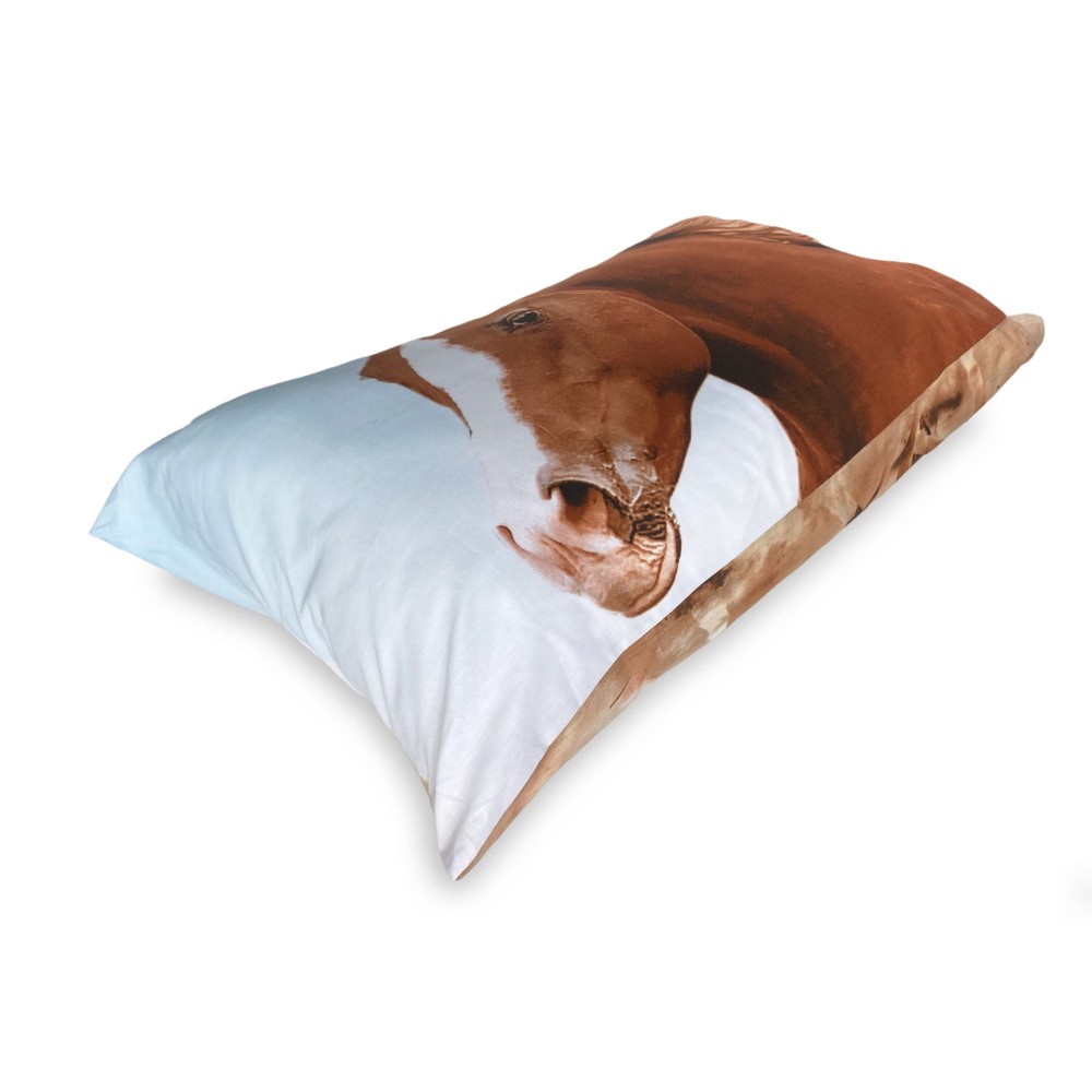 DIGITAL PRINTED BEDSPREAD SHEET SET RACING HORSES with KEEP DOUBLE 2 square bag