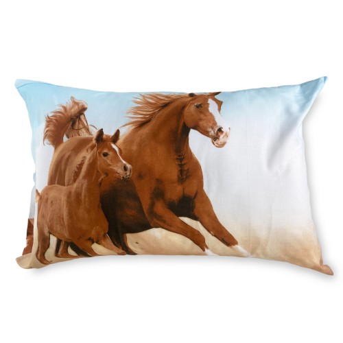 DRAP COMPLET COUVRE-LIT IMPRESSION NUMÉRIQUE CHEVAUX COURANT AVEC SAC GARDER DOUBLE 2 carrés