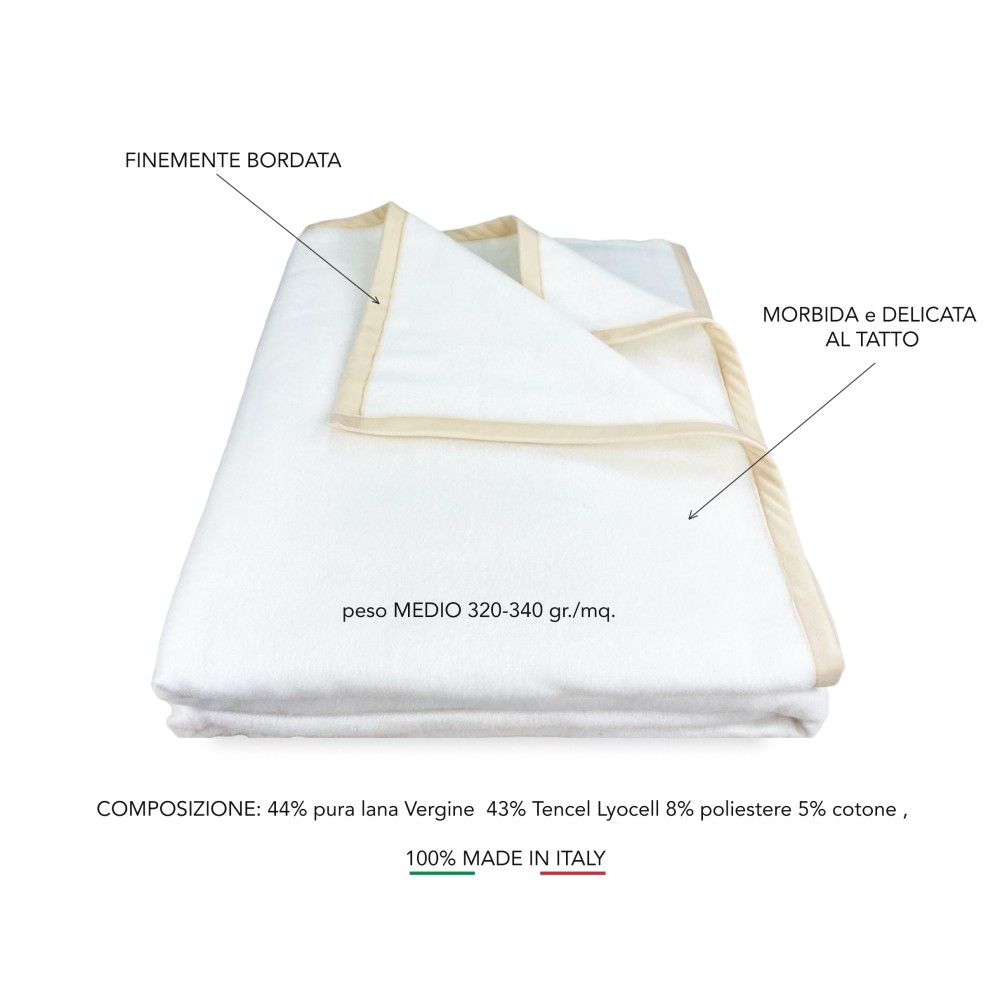 HARMONY light SPRING summer BLANKET en PURE LAINE VIERGE et TENCEL double 2 SQUARES