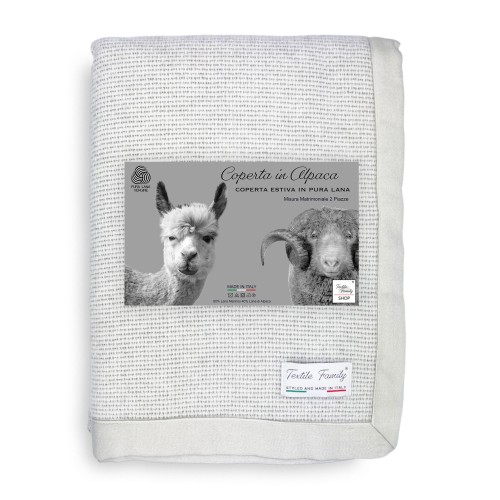 COPERTA Estiva LEGGERA IN LANA MERINO FINE E ALPACA matrimoniale 2 PIAZZE