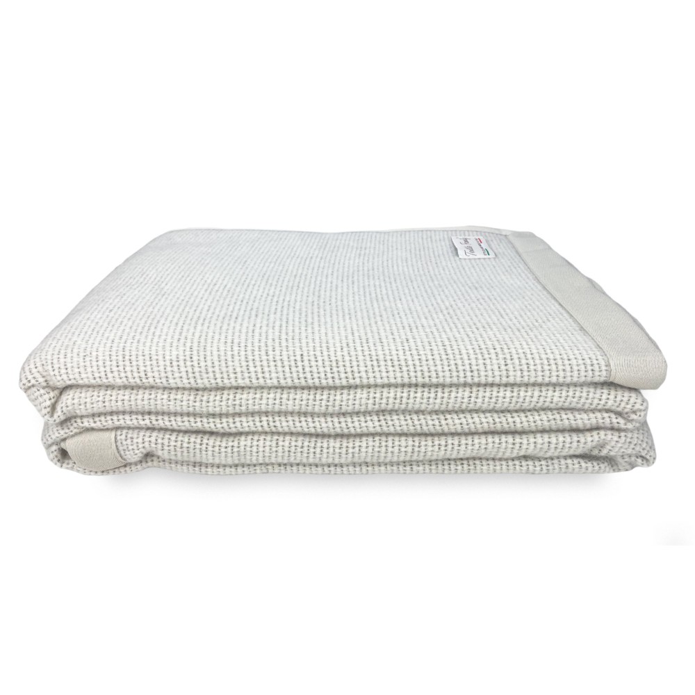 MANTA LIGERA DE VERANO EN FINA LANA MERINO Y ALPACA DOBLE 2 CUADRADOS