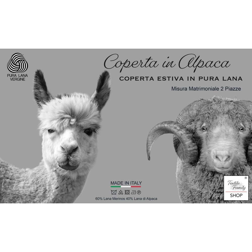 COPERTA Estiva LEGGERA IN LANA MERINO FINE E ALPACA matrimoniale 2 PIAZZE