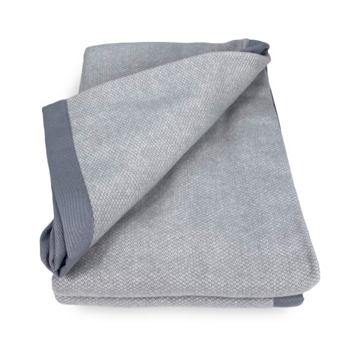 MANTA LIGERA PRIMAVERA NANTES VERANO EN FINA LANA MERINO doble 2 CUADRADOS gris