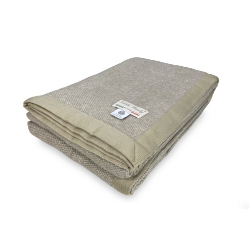 Couverture légère d'été Nantes en laine mérinos fine double 2 carrés taupe