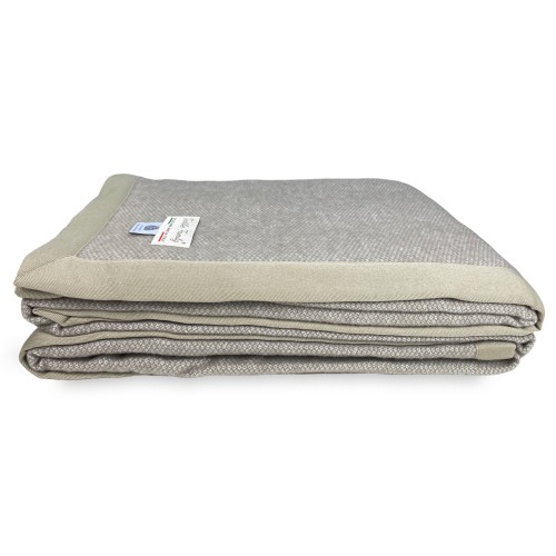 Couverture légère d'été Nantes en laine mérinos fine double 2 carrés taupe