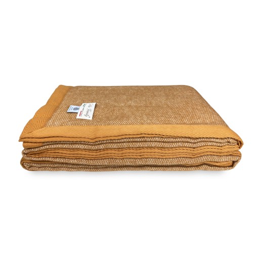 MANTA LIGERA PRIMAVERA NANTES VERANO EN FINA LANA MERINO doble 2 CUADRADOS beige