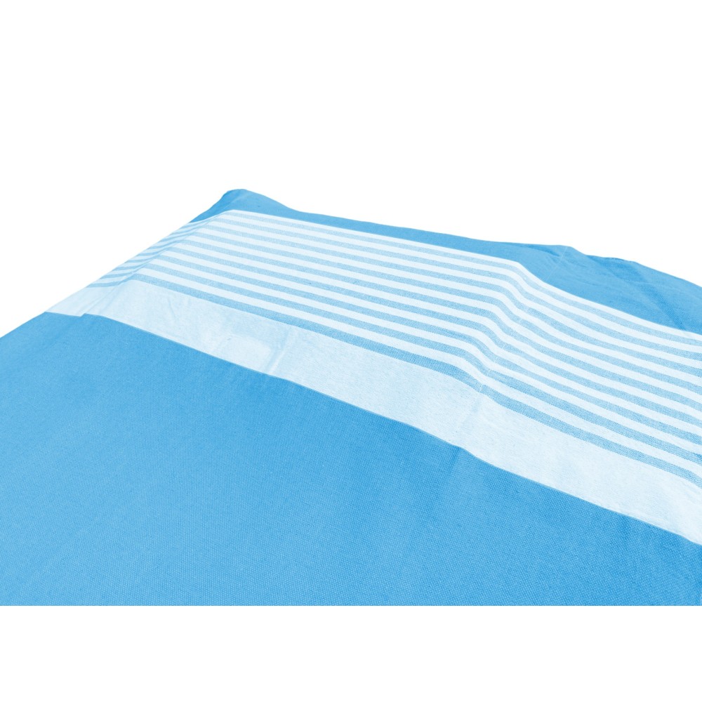 SERVIETTE DE PLAGE FOUTA TRANSAT ALVIN BLUETTE en coton BEDDY BEACH © AVEC POCHES TAILLE CM. 75 X 195 et sac à dos de plage