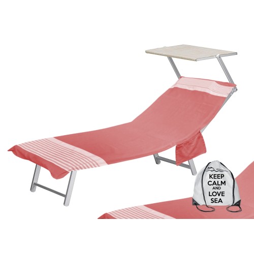 FOUTA BEACH TOWEL RED ALVIN COT in cotton BEDDY BEACH © WITH POCKETS SIZE CM. 75 X 195 and BEACH backpack