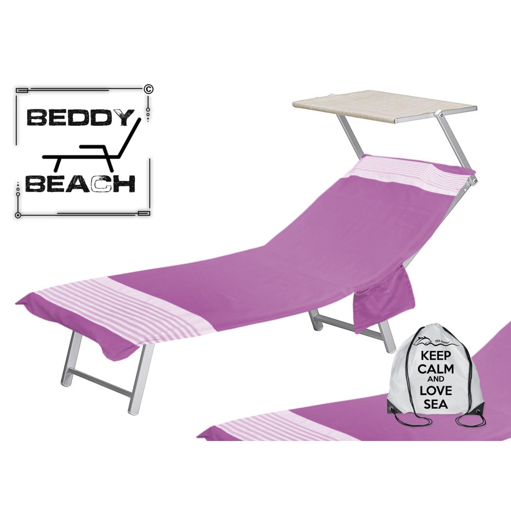 FOUTA BEACH TOWEL ALVIN FUCHSIA COTTON BEDDY BEACH © BED WITH POCKETS SIZE CM. 75 X 195 and BEACH backpack