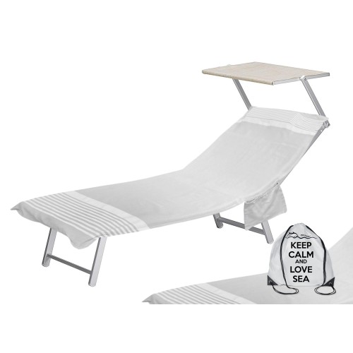 STRIPED GREY COTTON SUN LOUNGER BEACH TOWEL