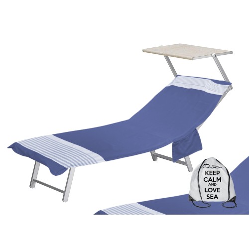 CAMA DE ALGODÓN FOUTA ALVIN AZUL con bolsillos tamaño © cm. Mochila 75 X 195 y BEACH