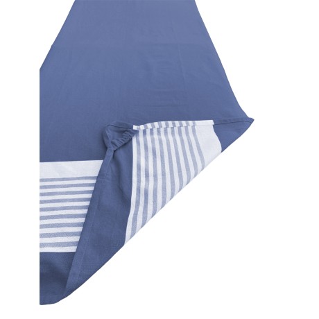 serviette de plage lit en coton bleu avec coins