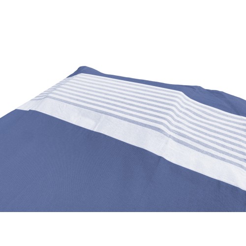 TELO MARE fouta LETTINO ALVIN BLU in cotone BEDDY BEACH © CON TASCHE MISURA CM. 75 X 195 e zaino SPIAGGIA