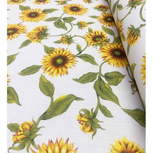 TISSU D’AUVENT IMPRIMÉ avec TOURNESOLS et GREEN UNITED d’un côté du balcon extérieur du JARDIN UN MÈTRE de hauteur cm. 300