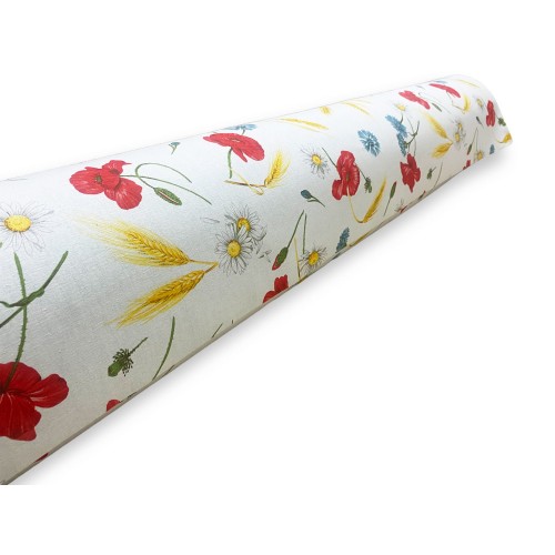 TISSU D’AUVENT IMPRIMÉ avec COQUELICOTS et GREEN UNITED d’un côté du balcon extérieur du JARDIN UN MÈTRE de hauteur cm. 300