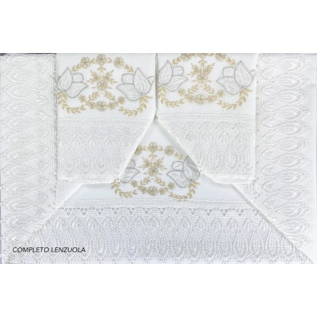 Idea de novia Set de sábanas y colcha con encaje de macramé
